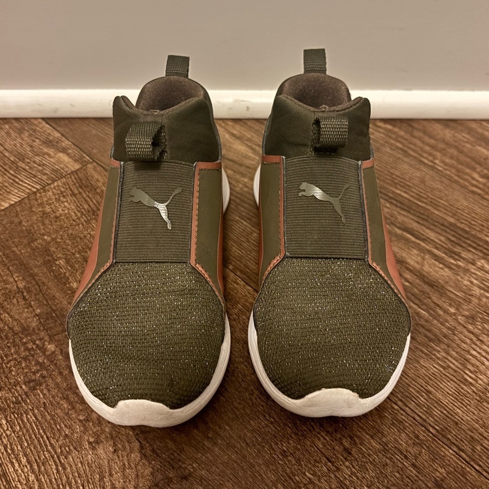 PUMA Rebel Mid Gleam Jr Olive Night Rose Gold 11C - Picture 4 of 6